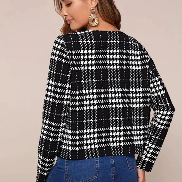 Houndstooth Cardigan Blazer - Picture 2 of 6